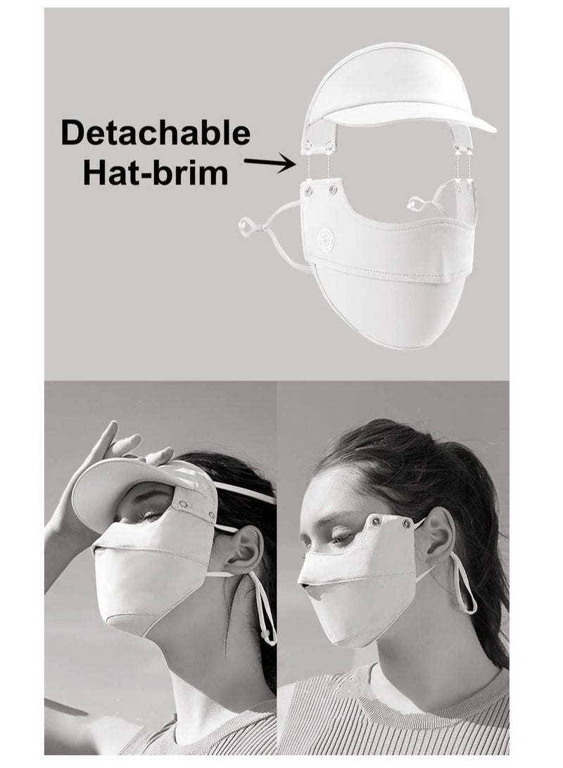 Y&D Unisex Sun Protection Face Mask, with Detachable Hat-Brim Adjustable Ear Loop, Ice Silk Cover Bandana UV for Summer Outdoor Sports, All Round (Grey) - Image 4
