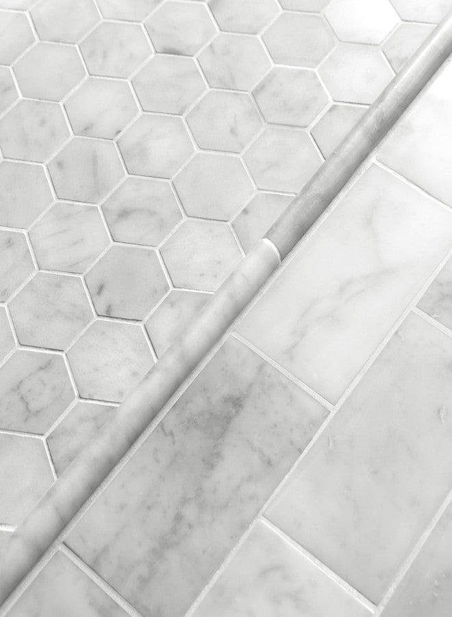 sunwings 10-Pack Carrara White Marble Pencil Liner Tile Trim, 3/4''x12 Honed Natural Stone Bullnose Tile Edge Trim Molding for Kitchen Bathroom Shower Backsplash Wall - Image 4
