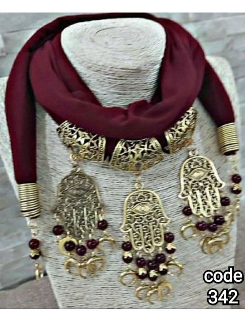 R&R - Lycra cotton scarf necklace with multiple necklaces and copper wire - Image 1
