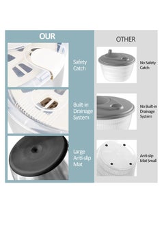 Bonita Fruits Vegetable Salad Dehydrator Dryer and Washer : Salad Spinner, Oil Shaker, Anti-Shake, Easy Drain, Compact Storage (stainless_steel)  - Image 3