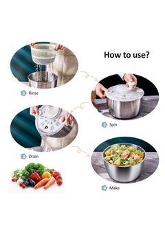Bonita Fruits Vegetable Salad Dehydrator Dryer and Washer : Salad Spinner, Oil Shaker, Anti-Shake, Easy Drain, Compact Storage (stainless_steel)  - Image 4