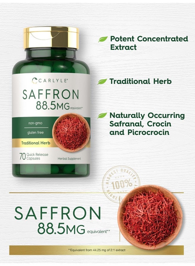 Carlyle مكمل مستخلص الزعفران من كارلايل | 88.5 ملغ | 70 كبسولة | حبوب للبالغين | خالية من الكائنات المعدلة وراثيًا وخالية من الغلوتين - Image 4