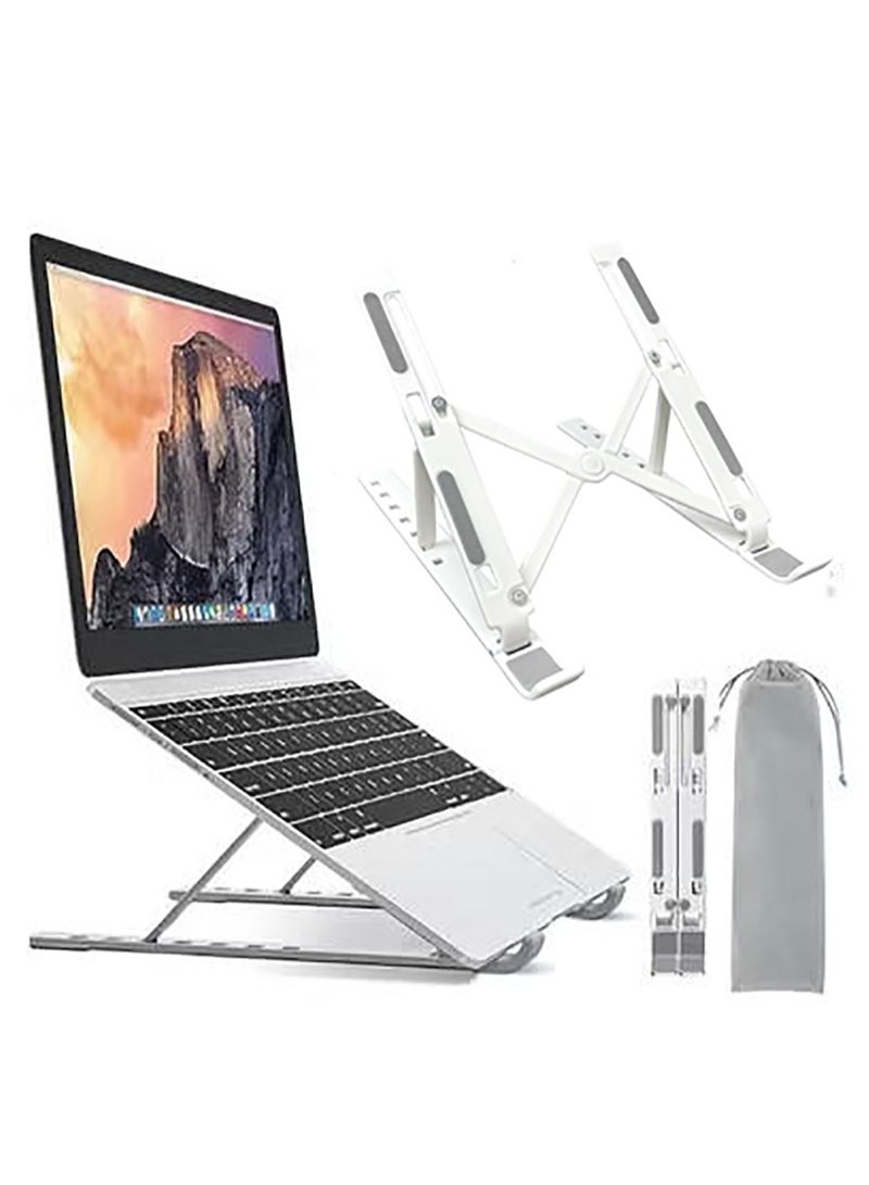 QIRG حامل كمبيوتر محمول QRG للمكتب، حامل كمبيوتر محمول قابل للتعديل ABS + حامل كمبيوتر محمول قابل للطي من السيليكون، حامل كمبيوتر محمول تبريد جيد التهوية لجهاز MacBook Pro Air وLenovo وDell وHP وأجهزة الكمبيوتر المحمولة والكمبيوتر اللوحي (فضي) - Image 1