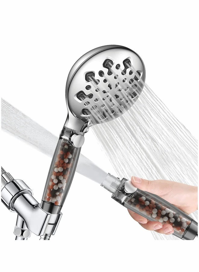 Shower Head with Filter, High Pressure Showerhead with 9 Adjustable Spray Modes Handheld, Universal Water Saving Filter, Spray Showerheads for Dry Skin Hair, Power Wash Mode to Clean Tub, Tile, Pets  - Image 1