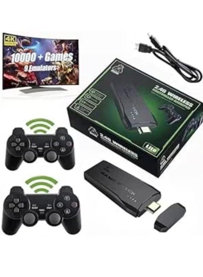 2.4G Wireless TV Game Controller with Built-in USB, 10000 Classic Games, 9 Classic Emulators, HDMI Output for TV with Two Dual 2.4G Wireless Controllers - 4K Ultra HD Gaming