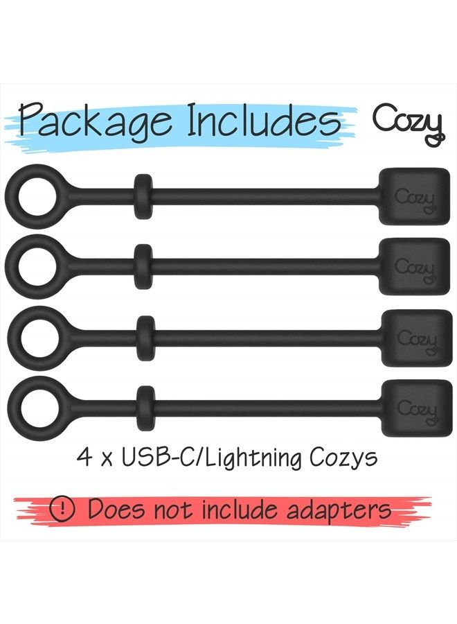 Cozy [5-Pack] Charging Cable Adapter Keeper/Holder/Tether, Compatible with (USB-C, Micro USB, Apple Pencil) adapters | Perfect for Keychain, Car, Travel (Black - 5 Pack) - Image 4