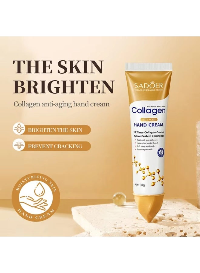 SADOER Collagen Hand Cream Set of 3 – Anti-Aging, Whitening & Moisturizing Hand Lotion – 30g Each – Soothing Repair, Firming & Nourishing for Dry, Rough Skin – Collagen Skincare for Hands - Image 4