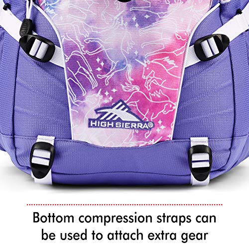 High Sierra Loop Backpack, Travel, or Work Bookbag with tablet sleeve, One Size, Unicorn Clouds/Lavender/White - Image 4