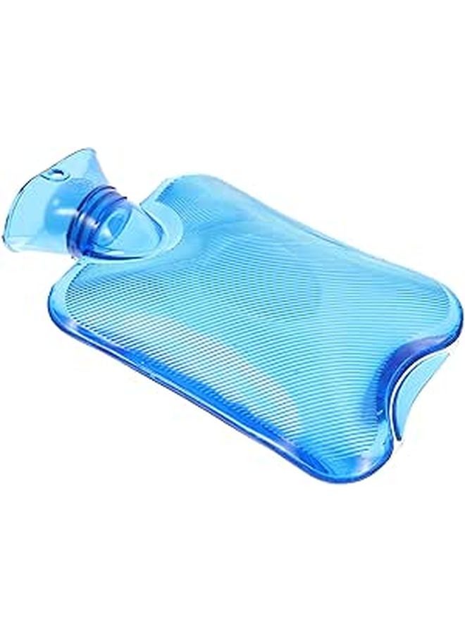 Transparent Blue Hot Water Bottle Portable Hand Warmer for Winter Warmth Therapy and Pain Relief - Image 1