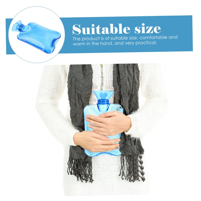 Transparent Blue Hot Water Bottle Portable Hand Warmer for Winter Warmth Therapy and Pain Relief - Image 4