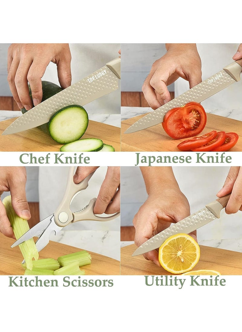Bukela Kitchen Knife Set, 6 Pieces Sharp Kitchen Knife Set, Non-Stick Non-Slip Stainless Steel Chef Knife Set with Universal Knife Block for Home Restaurant  - Image 5