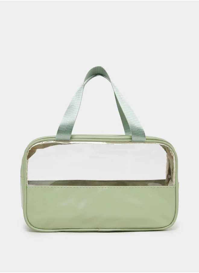 ستايلي Waterproof Transparent Wash Bag with Zip Closure