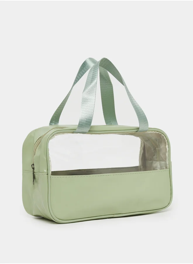ستايلي Waterproof Transparent Wash Bag with Zip Closure