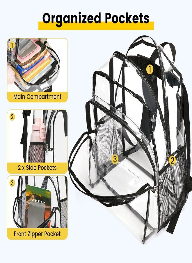 Vorspack Clear Backpack Heavy Duty - Transparent See Through Backpacks Extra Large Clear Bookbag for College Work Travel - Black - Image 4