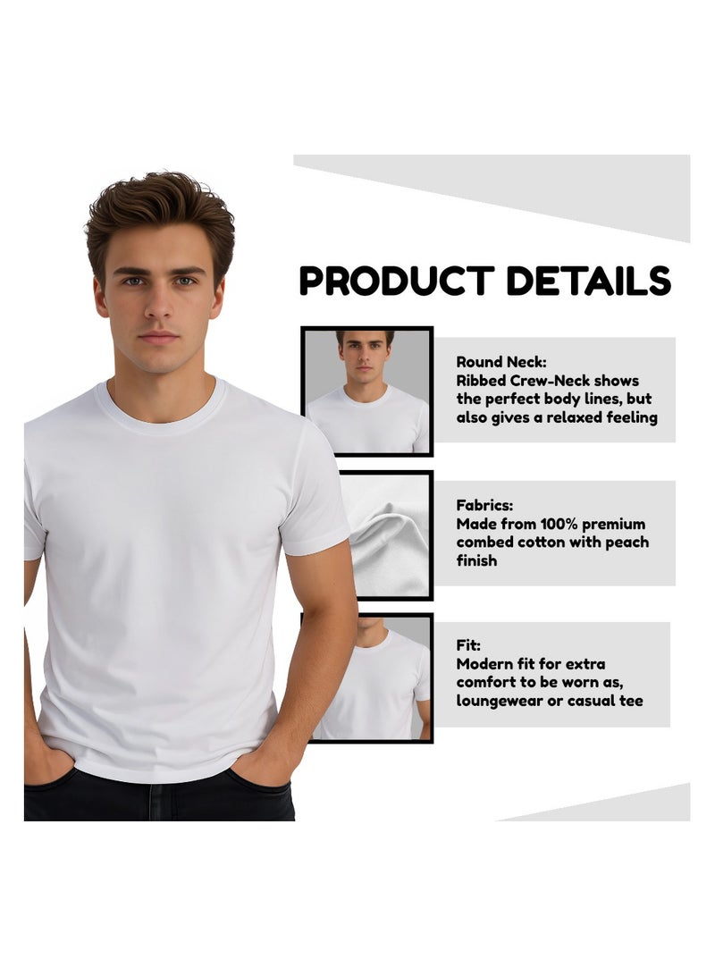 Nenoush Men's Classic Round Neck Short Sleeve T-Shirt - Comfortable Cotton T-Shirt for Men - Image 4