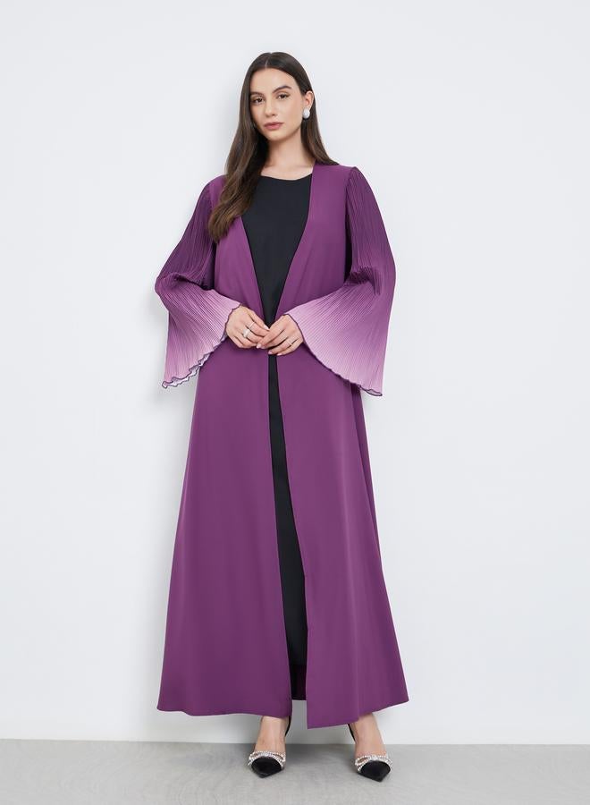 تايك تو عباية مفتوحة بأكمام الجرس وطبعة صبغية مزدوجة - Image 2