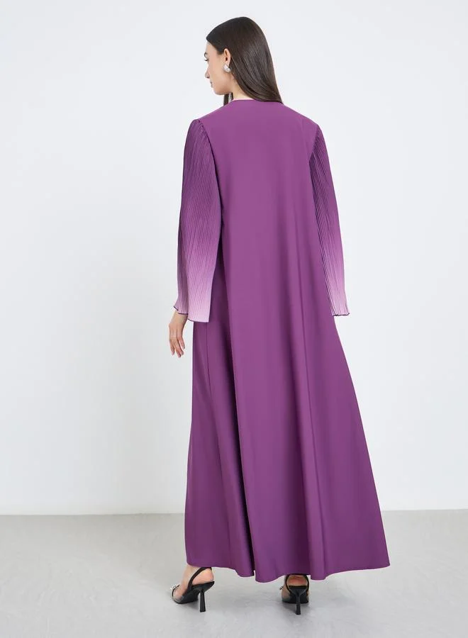 Take Two Take Two Dye Print Bell Sleeve Open Front Abaya