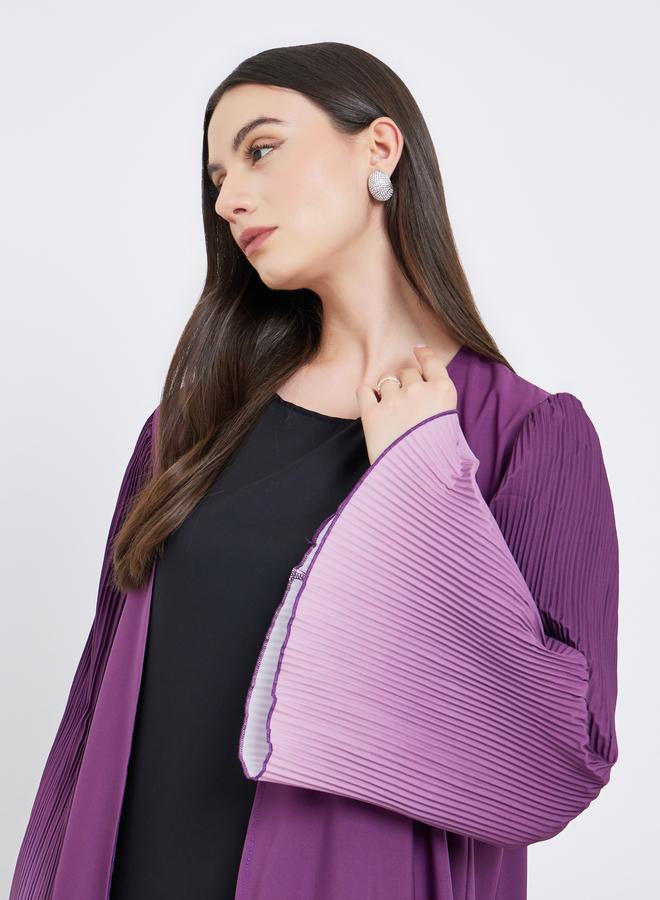 تايك تو عباية مفتوحة بأكمام الجرس وطبعة صبغية مزدوجة - Image 4