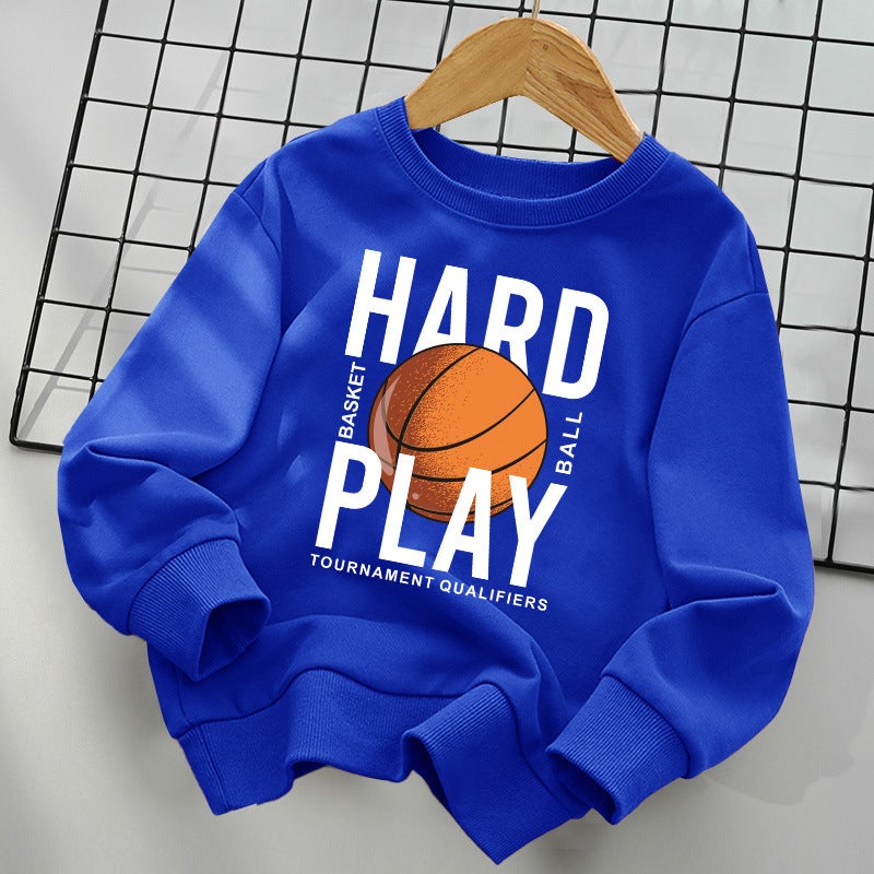 Boys And Girls Children'S Sports Joker Top Cotton Fleece-Lined Thickened Sweat - Image 1