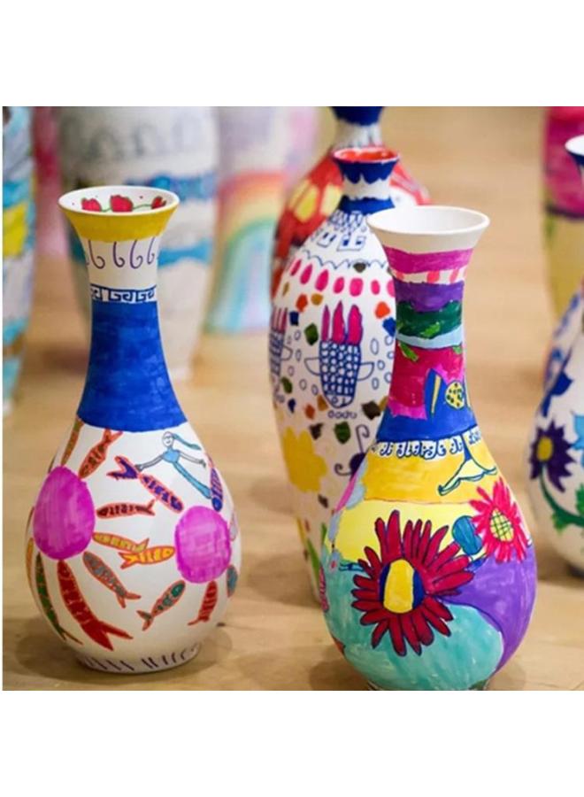Beauenty Water Extension Painting Material Blank Kindergarten Plain Burning Embryo Parent-child Hand-painted Gypsum White Vase Ceramic Art Non-Color:28-4 White  - Image 2
