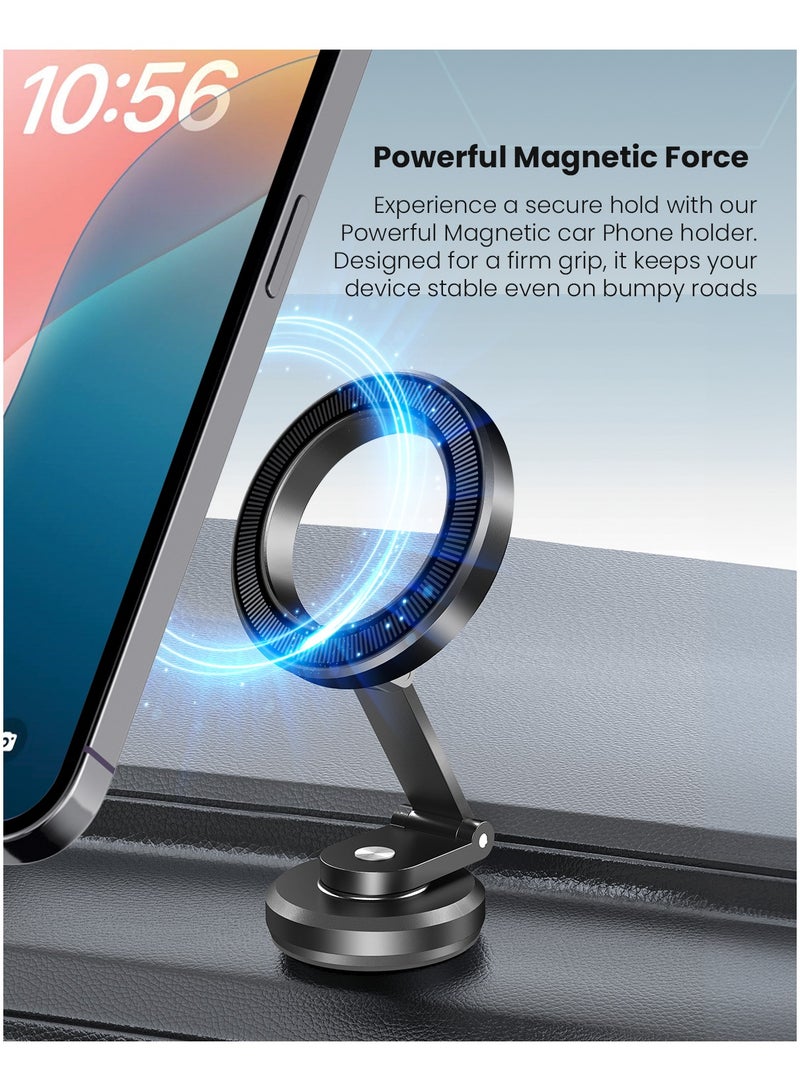 Moxedo Moxedo Snap-On Magnetic Car Phone Holder | 360° Rotating Foldable Dashboard Mount with Strong Magnets for Hands-Free Use | Fits iPhone MagSafe & All 4.7–7.2” Phones  - Image 2