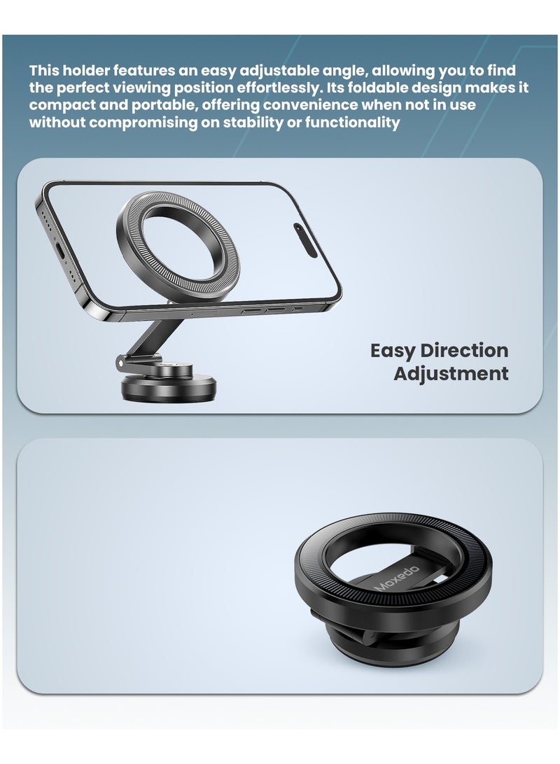Moxedo Moxedo Snap-On Magnetic Car Phone Holder | 360° Rotating Foldable Dashboard Mount with Strong Magnets for Hands-Free Use | Fits iPhone MagSafe & All 4.7–7.2” Phones  - Image 4