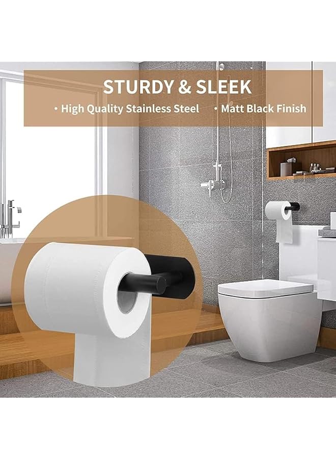 promass Bathroom Hardware 4 Set, Matte Black Bathroom Accessories Set, Stainless Steel Towel Bar Set Wall Mounted Include 16.5" Bathroom Towel Rack, Toilet Paper Holder, Towel Ring, Robe Hooks (Black) - Image 2