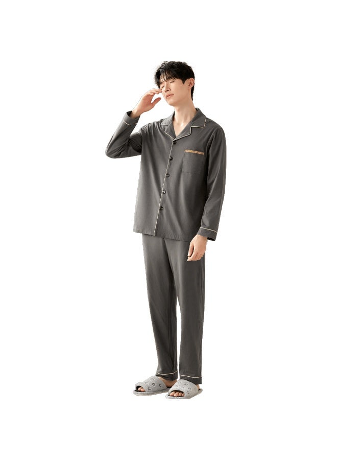Your Sun Yi'ershuang Men's Winter New 24-year Men's Pajamas Autumn And Winter Pure Cotton Long-sleeved Cardigan Loose Home Wear Set - Image 2