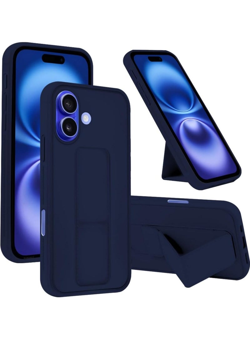 MIGOFAST IPhone 16 Plus Case Magnetic Stand Cover with Kickstand Finger Grip holder Phone Car Magnetic Multi-function Shockproof Protective Case Two-in-one Blue - Image 1