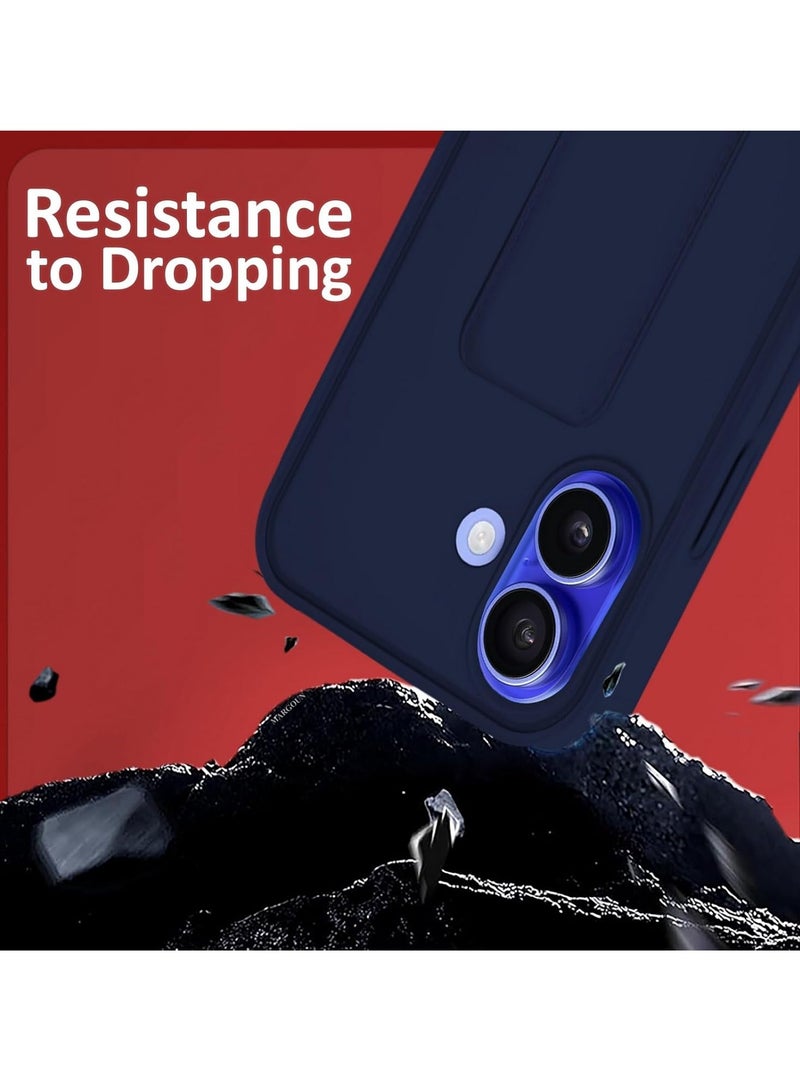 MIGOFAST IPhone 16 Plus Case Magnetic Stand Cover with Kickstand Finger Grip holder Phone Car Magnetic Multi-function Shockproof Protective Case Two-in-one Blue - Image 2