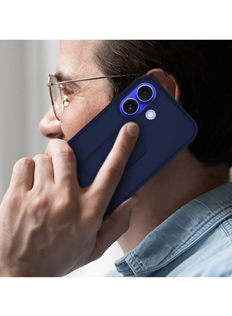 MIGOFAST IPhone 16 Plus Case Magnetic Stand Cover with Kickstand Finger Grip holder Phone Car Magnetic Multi-function Shockproof Protective Case Two-in-one Blue - Image 3