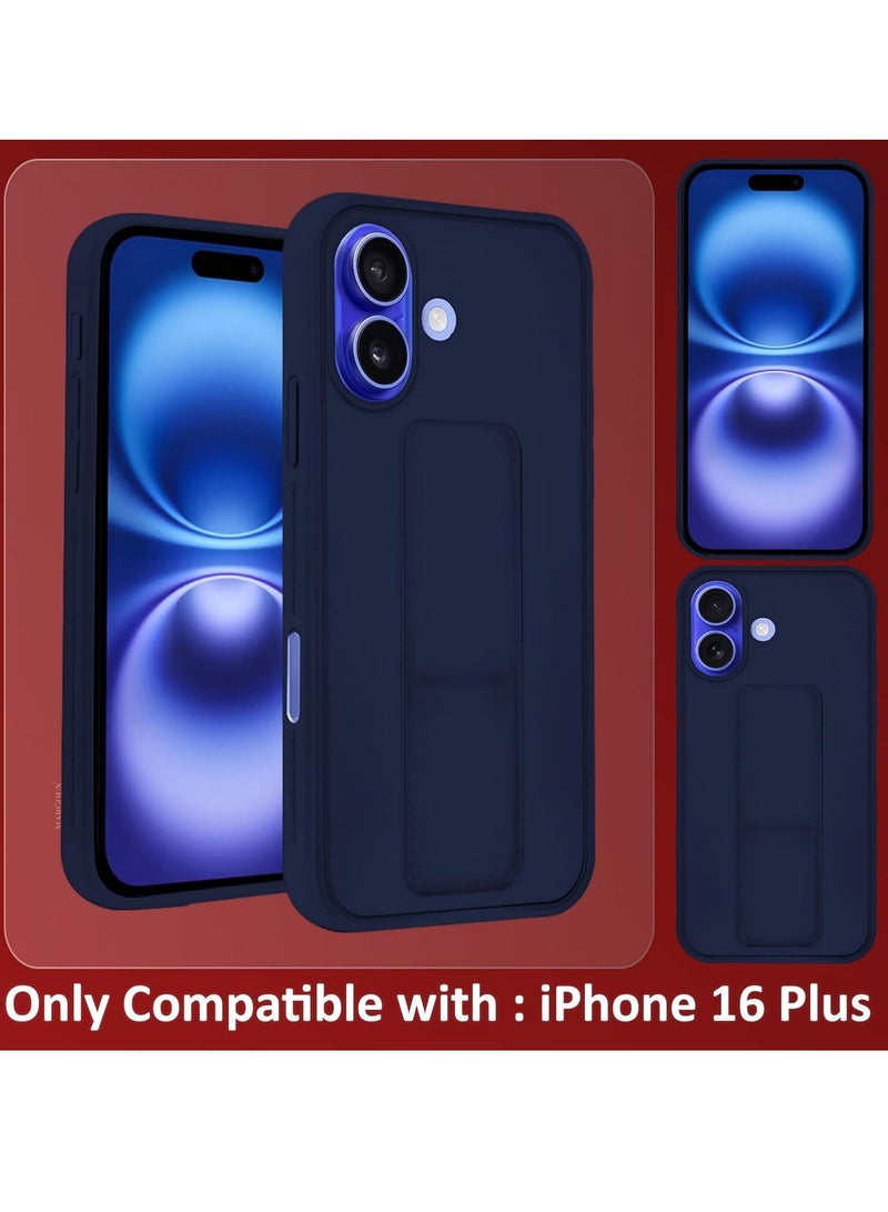 MIGOFAST IPhone 16 Plus Case Magnetic Stand Cover with Kickstand Finger Grip holder Phone Car Magnetic Multi-function Shockproof Protective Case Two-in-one Blue - Image 5