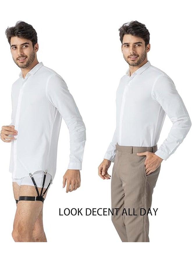 Shirt Stays For Men Dress Shirt Garters 1 Pair Black Elastic Adjustable Suspenders Tucker Clips For Men and Women Suit Uniform Holder Accessories - Image 5