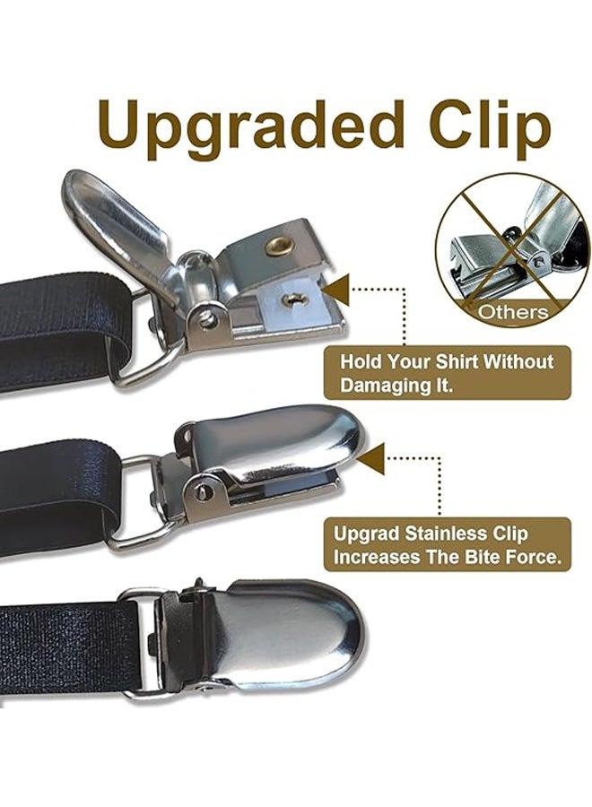 Shirt Stays For Men Dress Shirt Garters 1 Pair Black Elastic Adjustable Suspenders Tucker Clips For Men and Women Suit Uniform Holder Accessories - Image 4