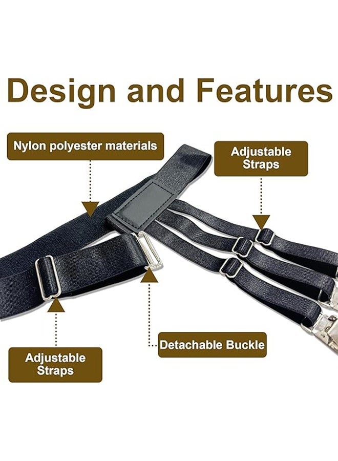 Shirt Stays For Men Dress Shirt Garters 1 Pair Black Elastic Adjustable Suspenders Tucker Clips For Men and Women Suit Uniform Holder Accessories - Image 3
