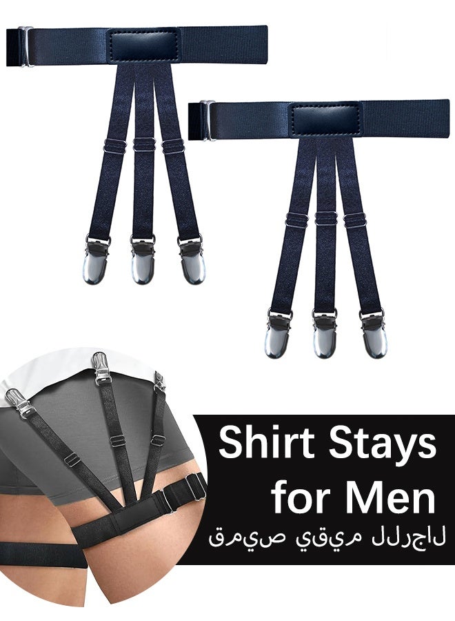 Shirt Stays For Men Dress Shirt Garters 1 Pair Black Elastic Adjustable Suspenders Tucker Clips For Men and Women Suit Uniform Holder Accessories - Image 1