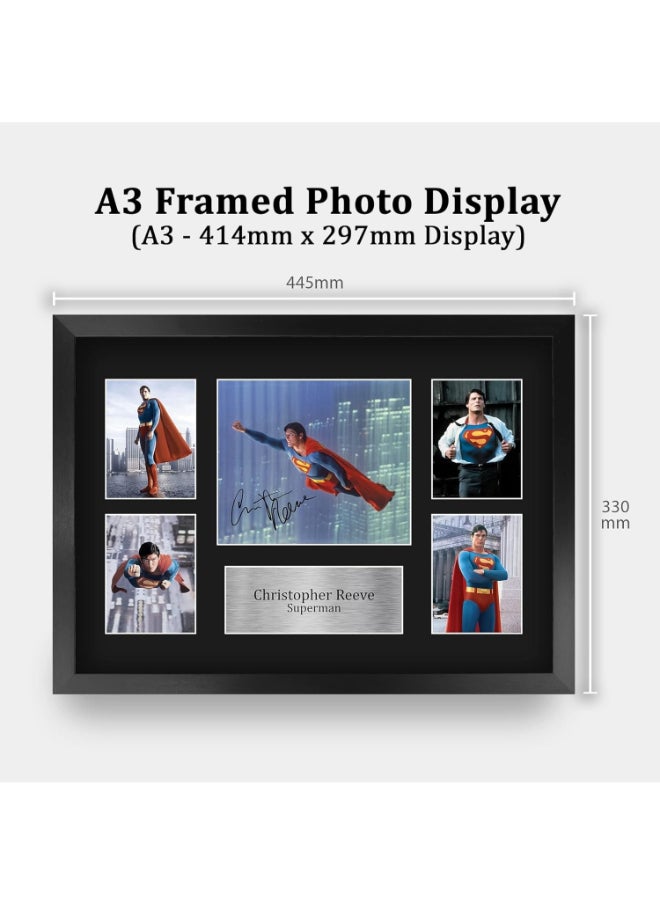 HWC Trading HWC Trading Christopher Reeve Superman 16 x 12 inch (A3) Printed Gifts Signed Autograph Picture Display for Movie Memorabilia Fans - 16" x 12" Framed  - Image 2