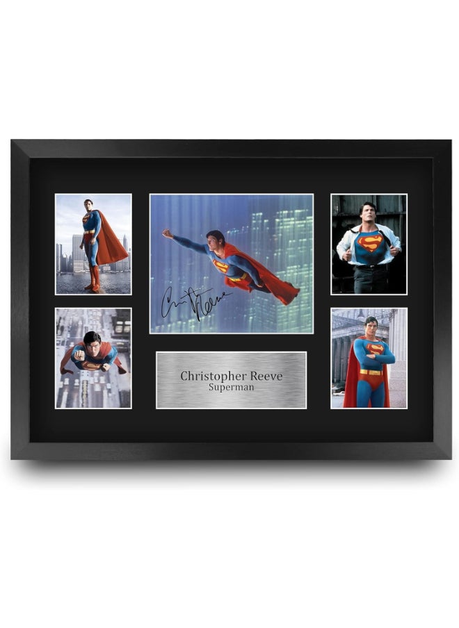 HWC Trading HWC Trading Christopher Reeve Superman 16 x 12 inch (A3) Printed Gifts Signed Autograph Picture Display for Movie Memorabilia Fans - 16" x 12" Framed  - Image 1