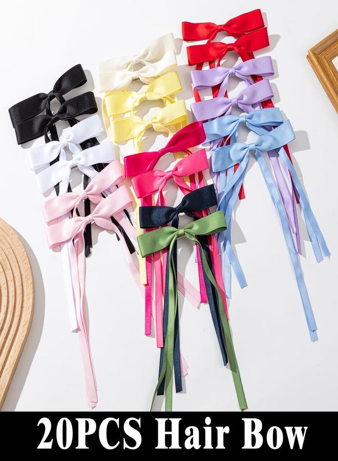 mythos 20 Hair Bow Clips with Ribbons, Bowknots, and Long Tails - Barrettes for Women's Hair Styling - Image 3