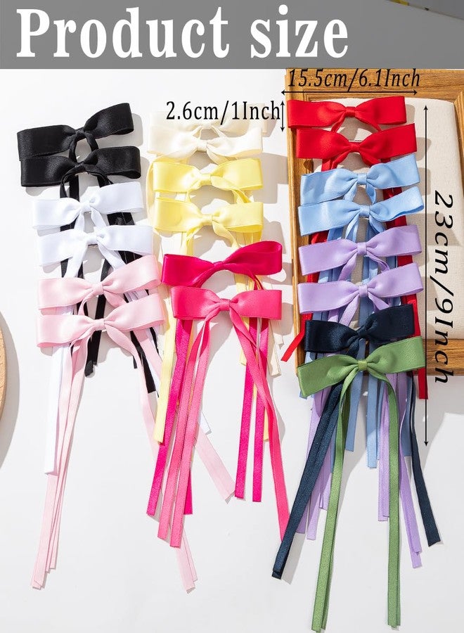mythos 20 Hair Bow Clips with Ribbons, Bowknots, and Long Tails - Barrettes for Women's Hair Styling - Image 2