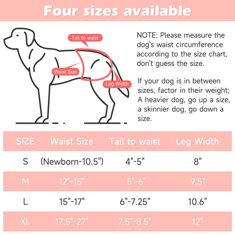 Langsprit Washable Female Dog Diapers (4 Pack+1 Suspenders), Reusable Female Girl Doggy Doggie Puppy Wraps Panties Belly Band for Pet Heat Period Pooping Peeing Potty Training Incontinence Marking Heart XLarge - Image 3