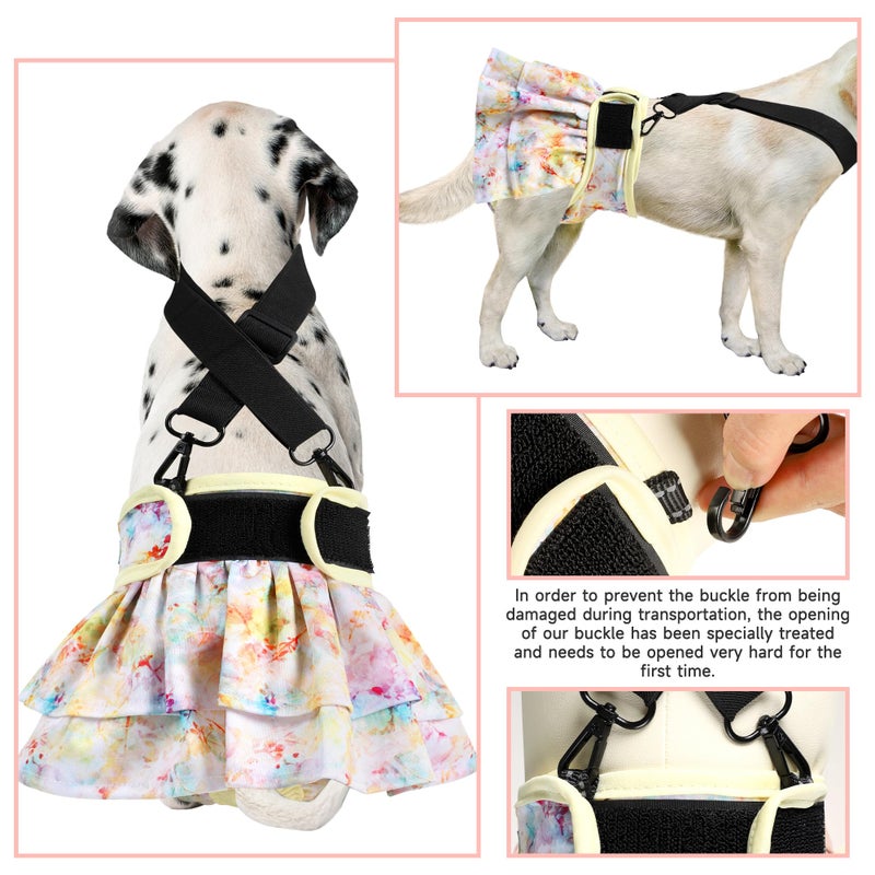 Langsprit Washable Female Dog Diapers (4 Pack+1 Suspenders), Reusable Female Girl Doggy Doggie Puppy Wraps Panties Belly Band for Pet Heat Period Pooping Peeing Potty Training Incontinence Marking Heart XLarge - Image 4