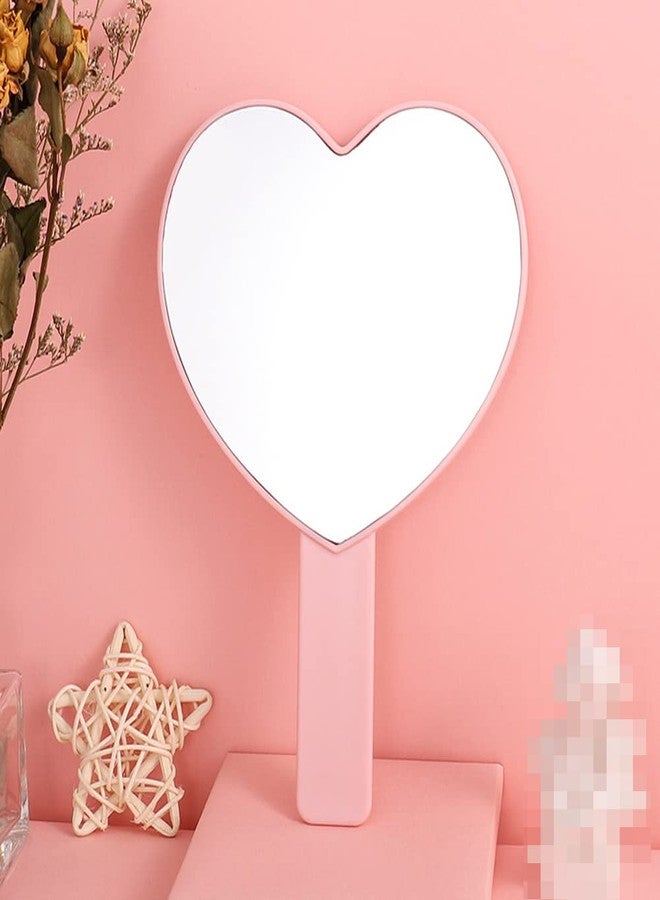 lasenersm 1 Piece Travel Handheld Mirror Heart Shaped Cosmetic Hand Mirror Travel Makeup Mirror Hand Held Mirror Plastic Cosmetic Mirror Makeup Hand Mirror with Handle, Pink - Image 3