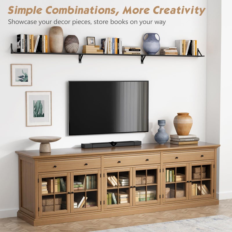 Forbena 48 Inches Long Floating Book Shelves for Wall Set of 3, Black Wall Bookshelves for Living Room, Large Heavy Duty Wood Wall Mounted Hanging Bookshelf for Bedroom Office Library Classroom - Image 5