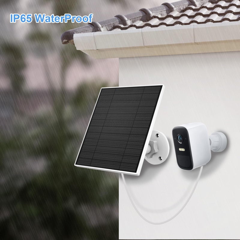 YCTechCam Solar Panel for Eufy Outdoor Camera, Camera Solar Panel Charger Compatible with Eufycam, Continuous Power Supply, 5W Solar Panel with 9.8ft Charging Cable, IP65 Waterproof, 2 Pack - Image 4