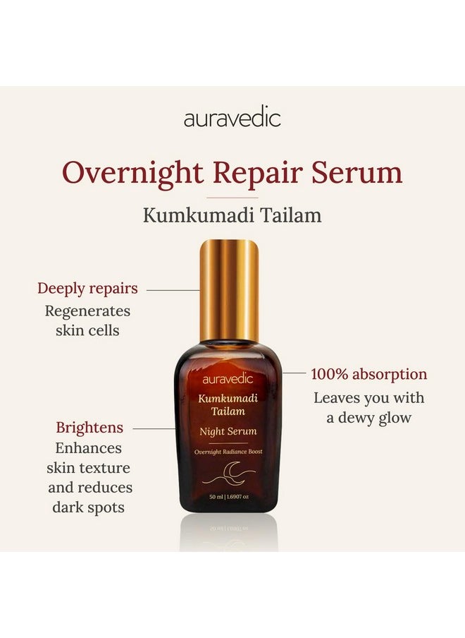 Auravedic Kumkumadi Tailam Night Serum For Glowing Skin 50Ml Kumkumadi Oil Anti Aging Serum Face Serum For Glowing Skin Kumkumadi Night Serum For Face Overnight Radiance Boost  - Image 4