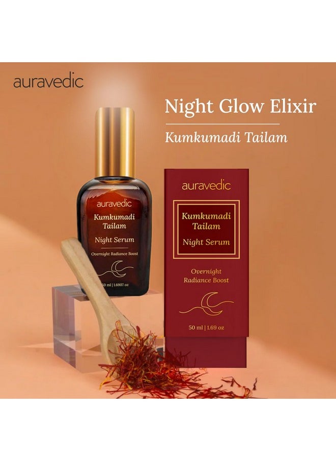 Auravedic Kumkumadi Tailam Night Serum For Glowing Skin 50Ml Kumkumadi Oil Anti Aging Serum Face Serum For Glowing Skin Kumkumadi Night Serum For Face Overnight Radiance Boost  - Image 2