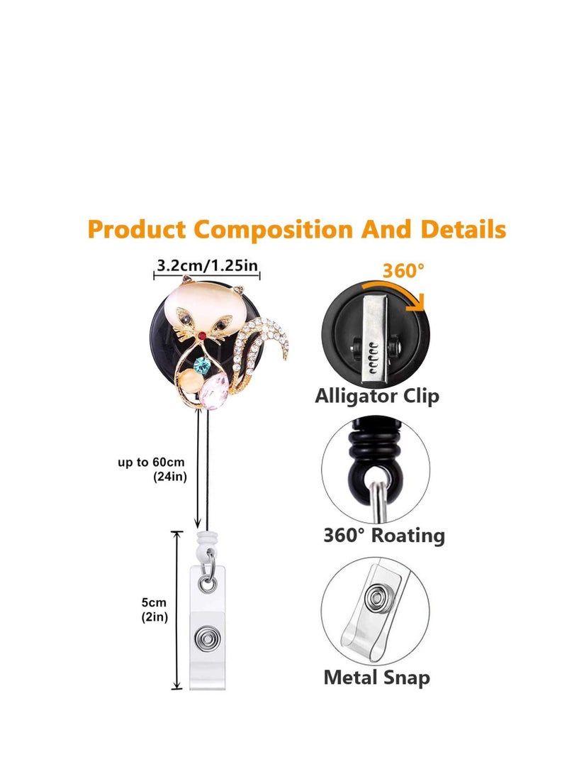 SYOSI Retractable Badge Reel, Cute Handmade Bling Rhinestone Badge Holder with Alligator Clip, Great Gift for Student, Worker Teacher and Office Staff - Image 3