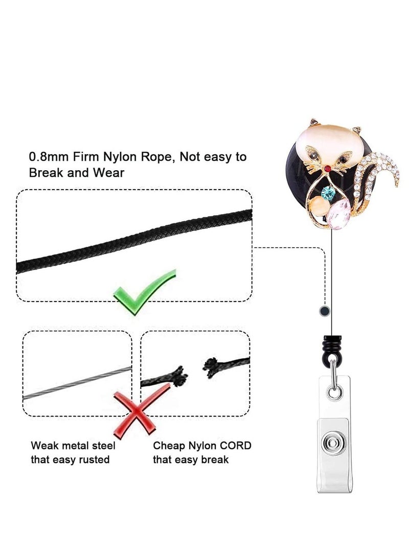 SYOSI Retractable Badge Reel, Cute Handmade Bling Rhinestone Badge Holder with Alligator Clip, Great Gift for Student, Worker Teacher and Office Staff - Image 2