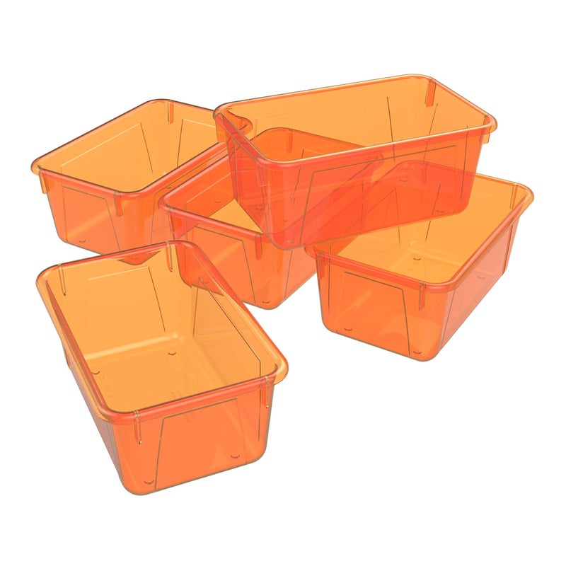 Storex Small Cubby Bin 122 x 78 x 51 Inches Candy Orange 5Pack 62479U05C